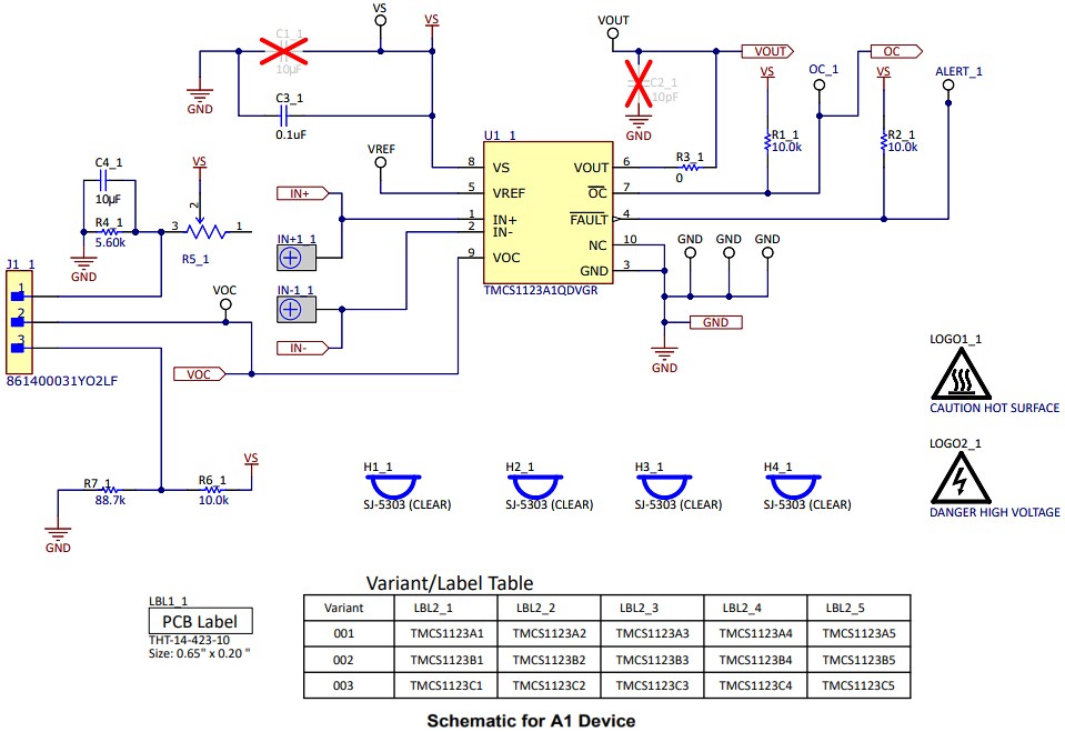 Schematic - Texas Instruments TMCS1123xEVM Evaluation Modules